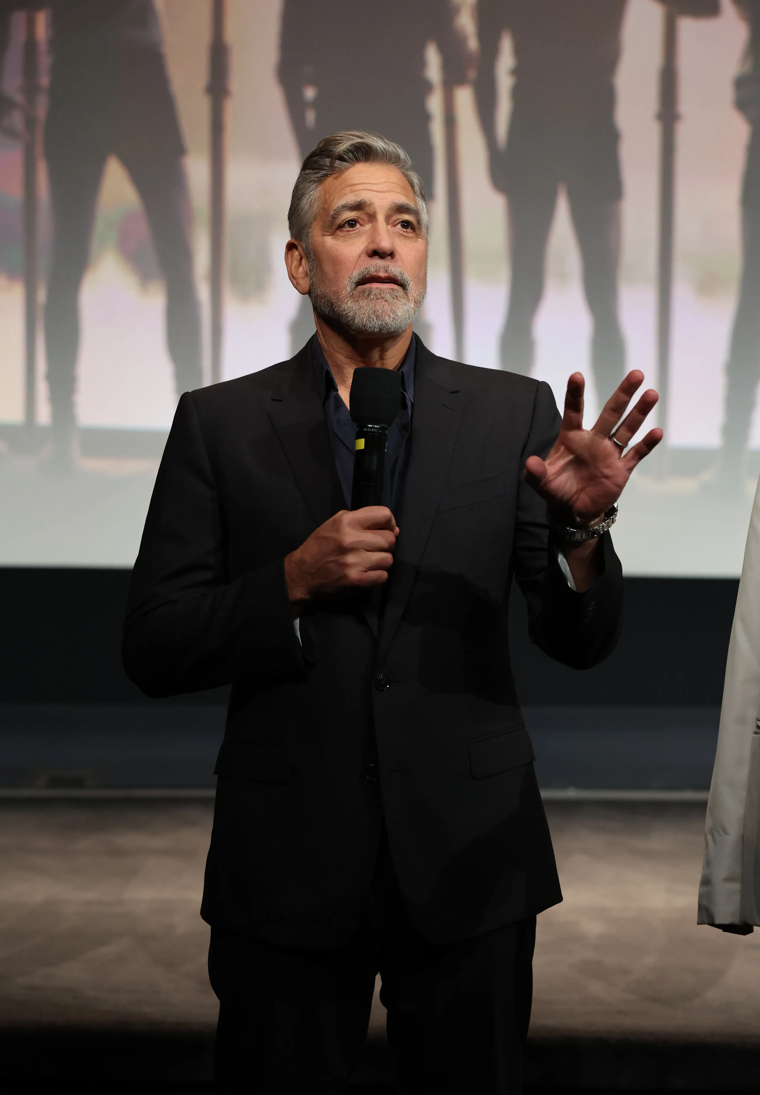 George Clooney speaking at the Amazon MGM Studios Los Angeles Premiere of 