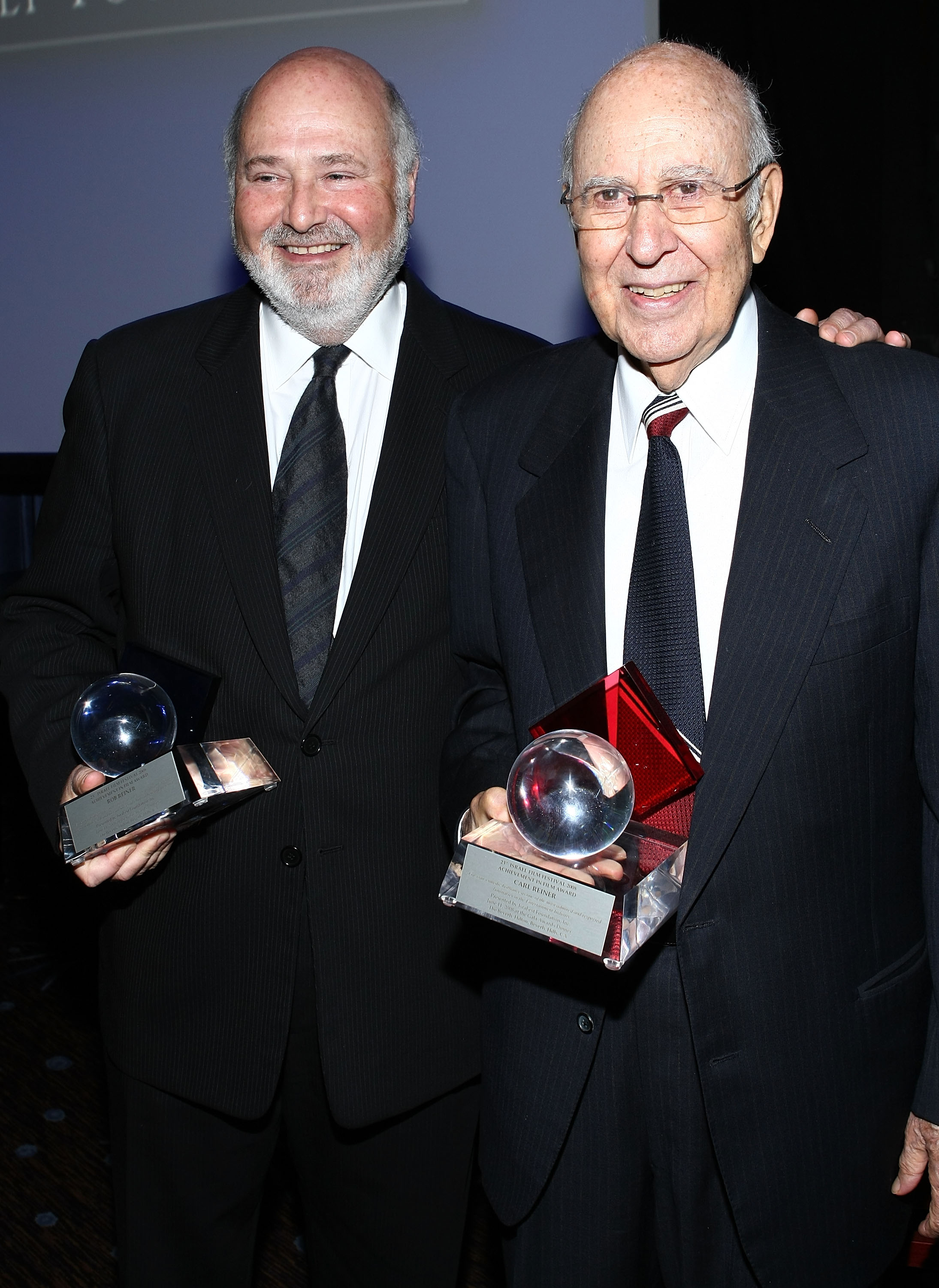 Rob and Carl Reiner attend the 23rd Annual Israel Film Festival Gala Awards Dinner in 2008