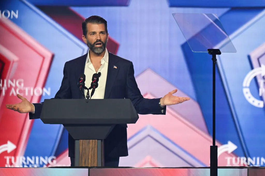 Donald Trump Jr. speaks at AmericaFest in Phoenix.
