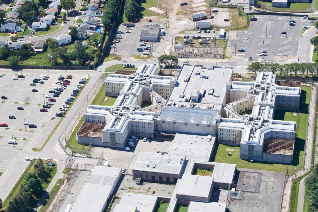 Aerial view of Nassau County Correctional Center in East Meadow, NY.