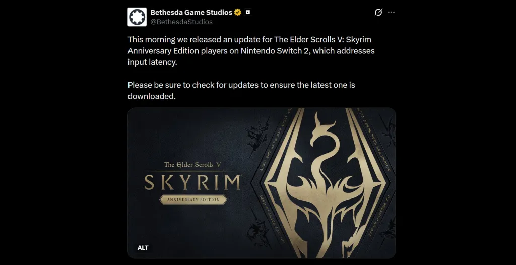 Elder Scrolls V Skyrim Switch 2 Update