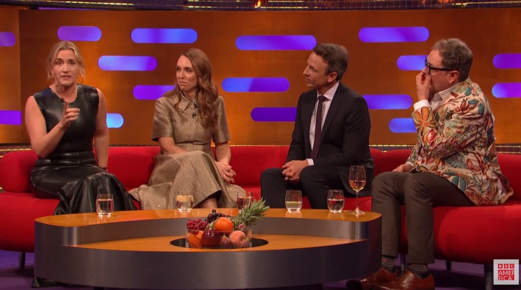 Kate Winslet, Jacinda Arden, Seth Meyers and Alan Carr on the