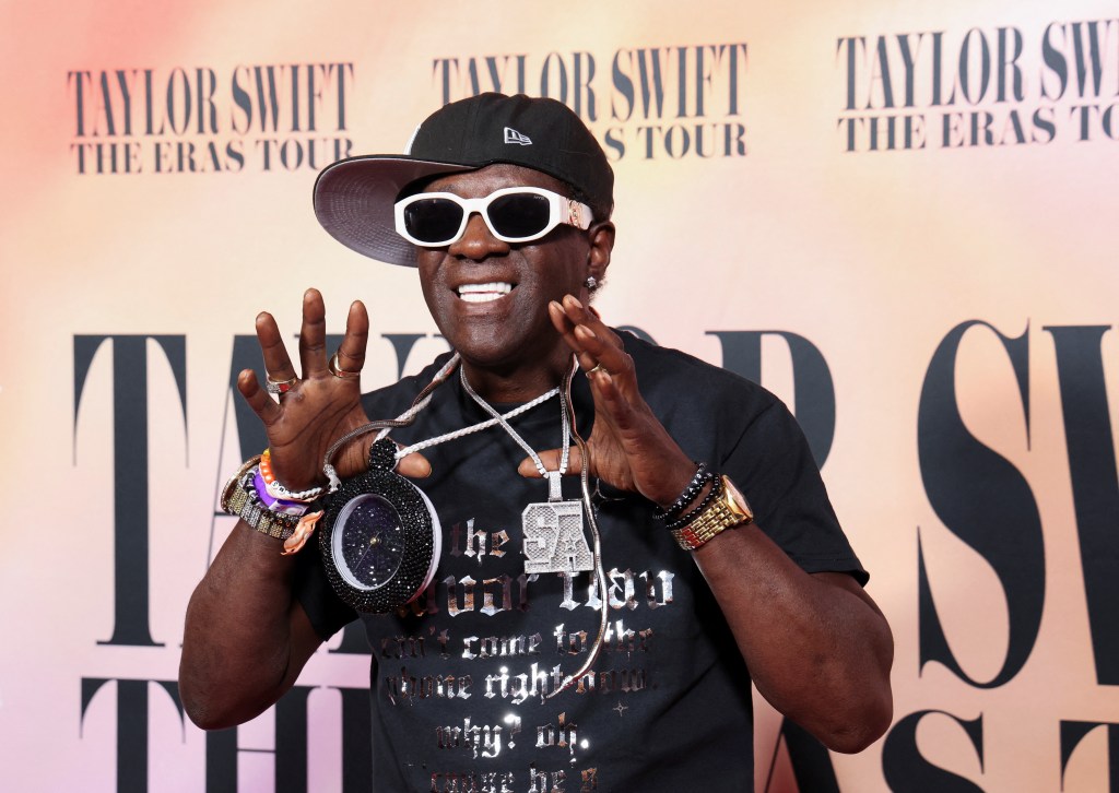 Rapper Flavor Flav attends a premiere for Taylor Swift: The Eras Tour.
