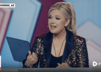 Erika Kirk’s speech derails at late husband’s ‘Super Bowl’ as she holds up blank iPad