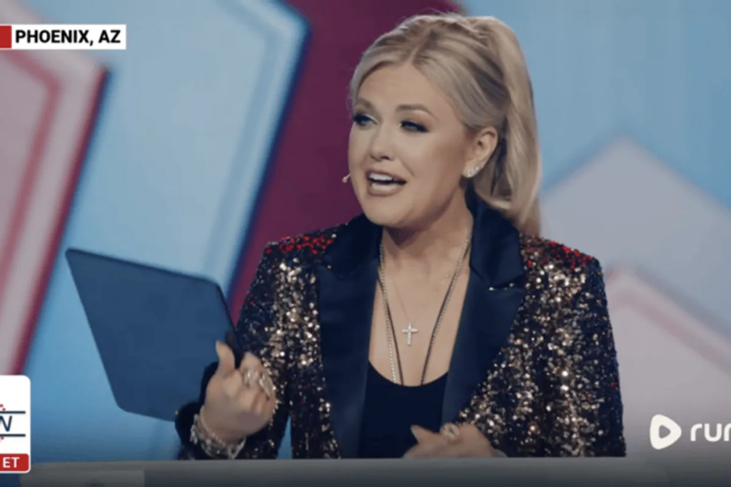 Erika Kirk’s speech derails at late husband’s ‘Super Bowl’ as she holds up blank iPad