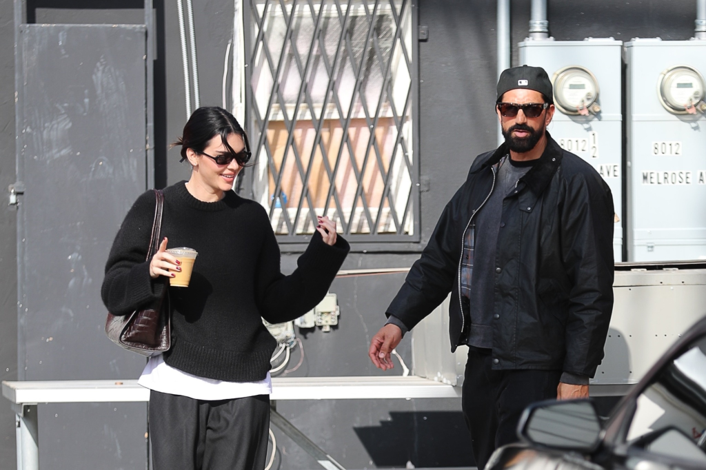 Kendall Jenner and Ben Gorham in black outfits.