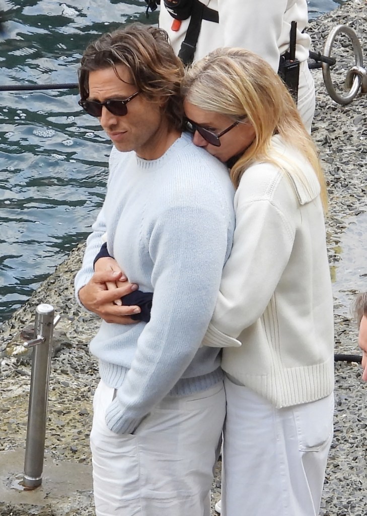 Gwyneth Paltrow cuddling up to husband Brad Falchuk.