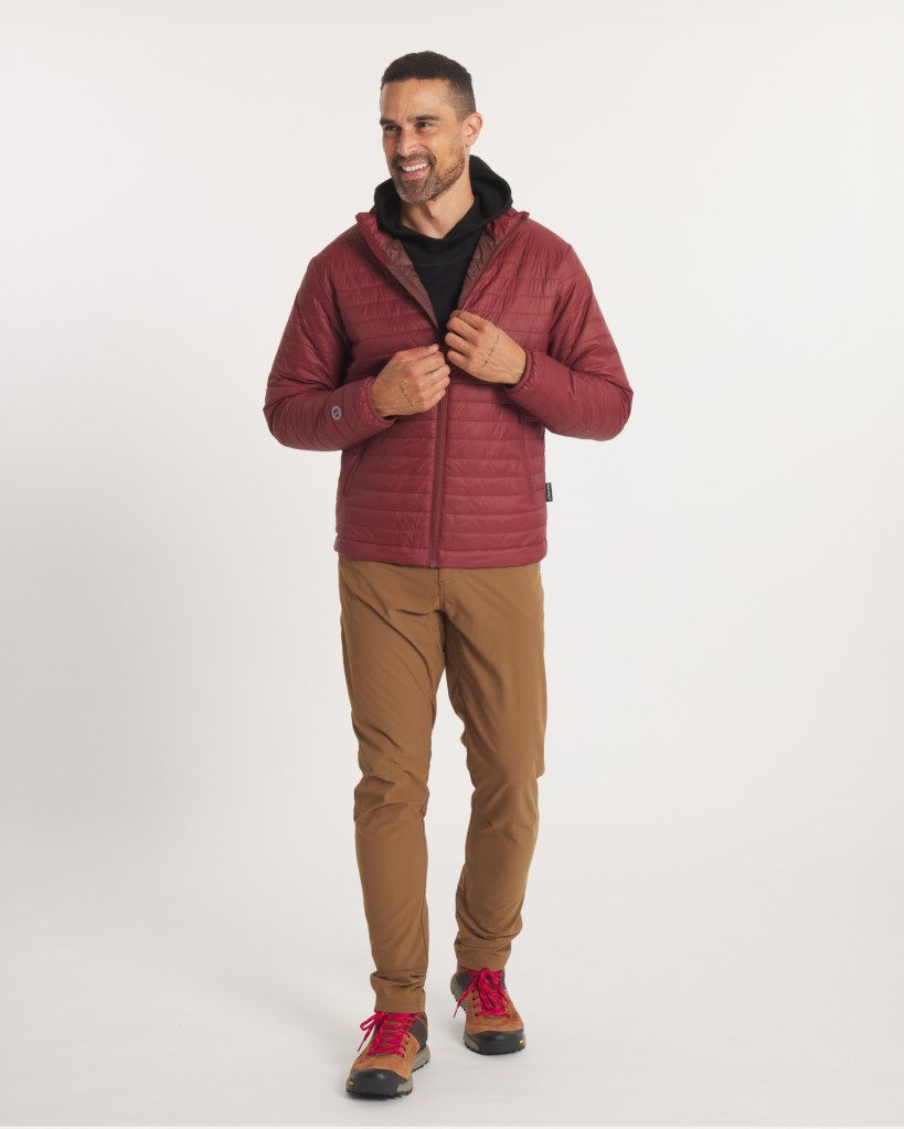 A man wearing a Mayu Jacket.