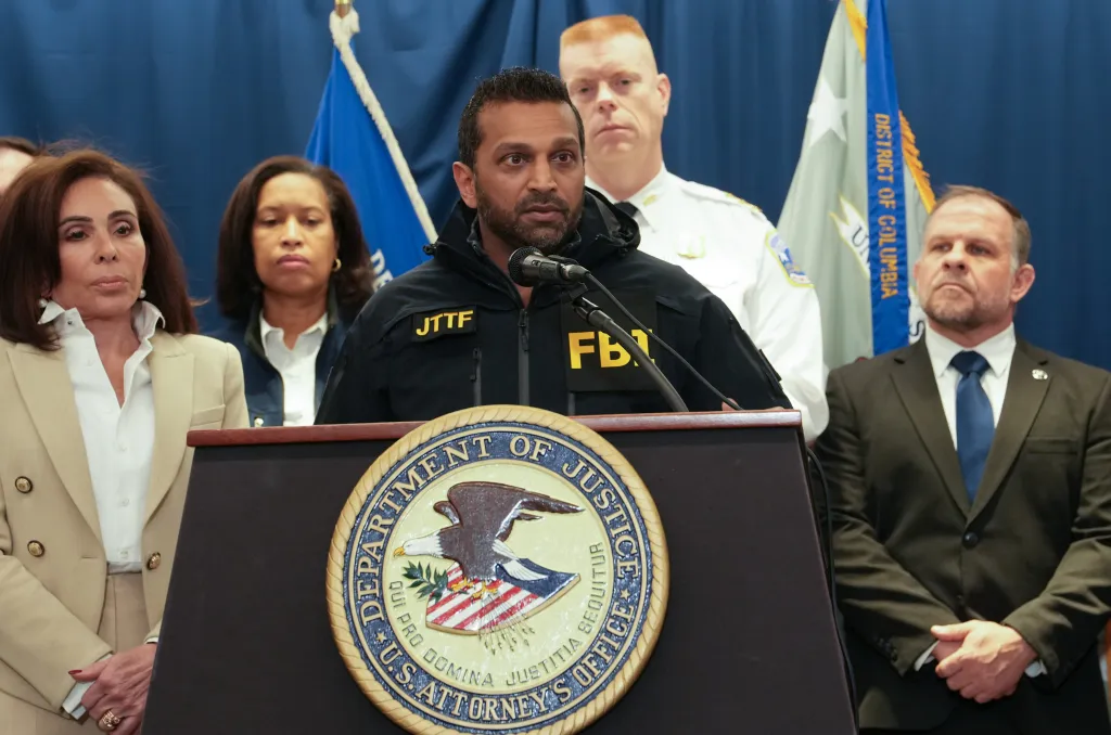 FBI Director Kash Patel speaks at a press conference on Nov. 27, 2025.