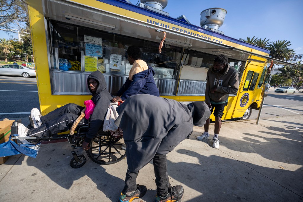A yellow food truck, 