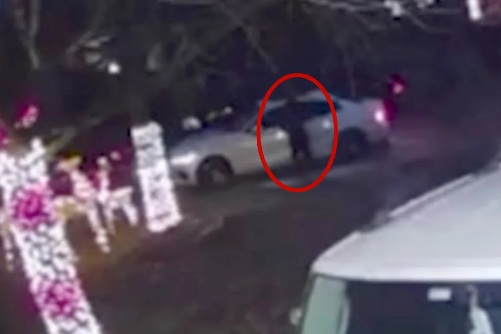 Camila Mendoza Olmos standing near her car, as seen in surveillance footage.
