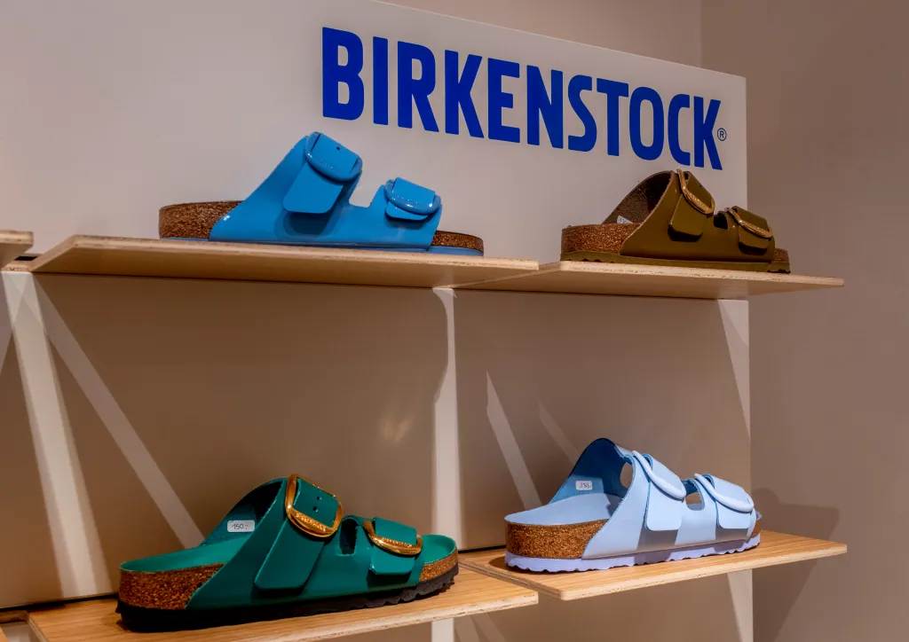 Birkenstock sandals displayed in a store in Frankfurt, Germany.