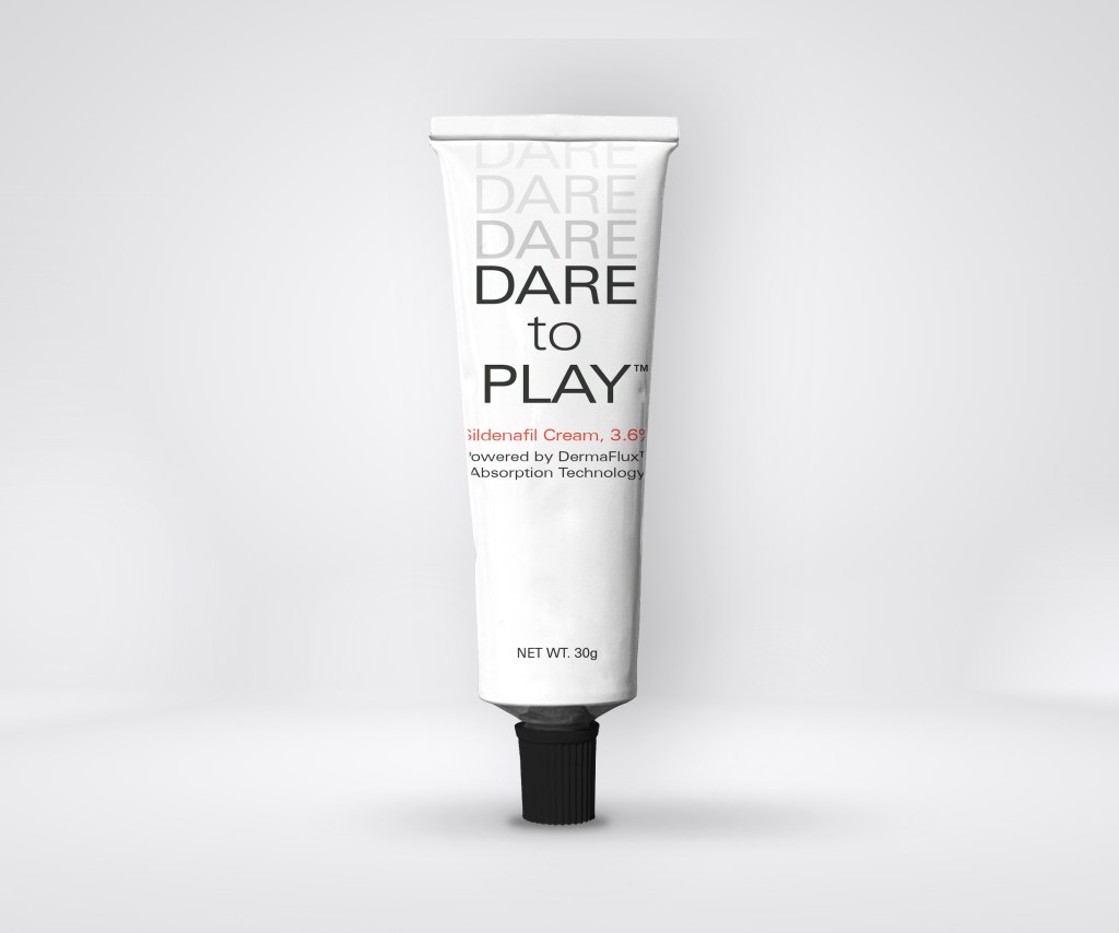 Tube of Dare to Play Sildenafil Cream 3.6% with DermaFlux Absorption Technology, 30g.