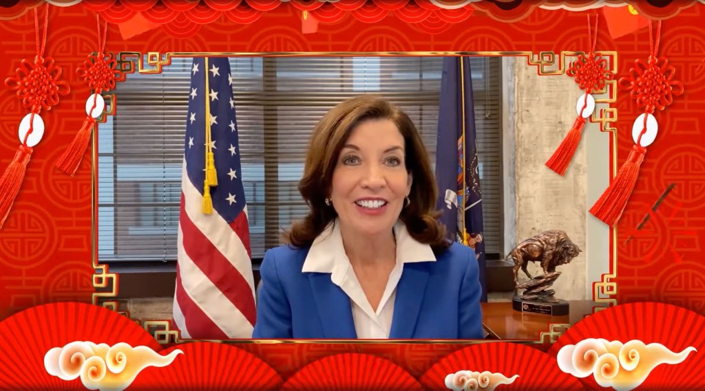New York Governor Kathy Hochul delivering a Lunar New Year message.