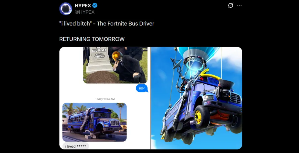 Fortnite Battle Bus Return Date Leak HypeX