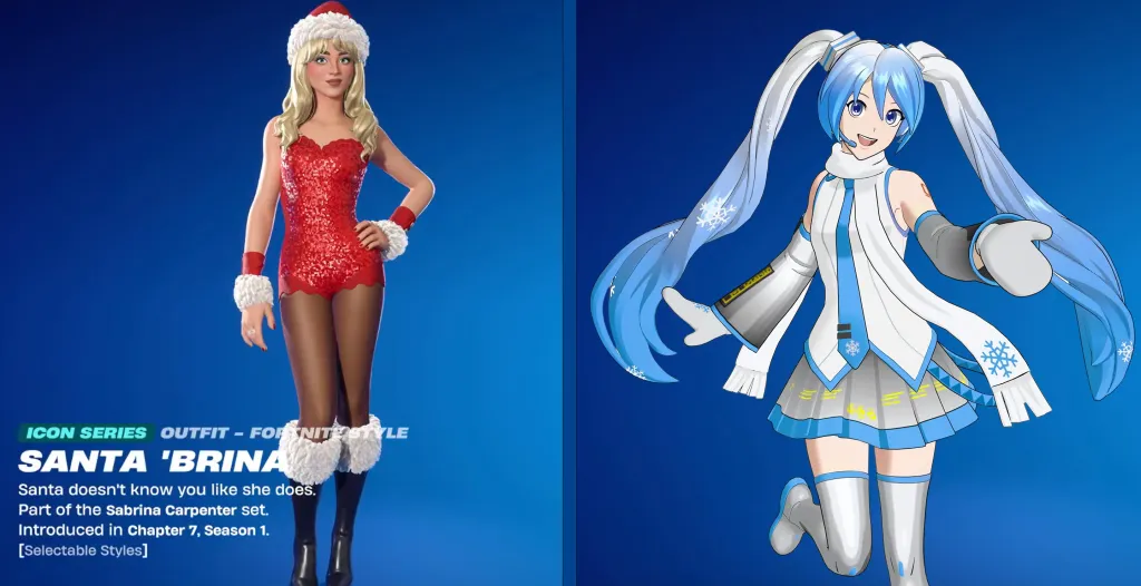 Fortnite Winterfest 2025 Sabrina Carpenter Hatsune Miku