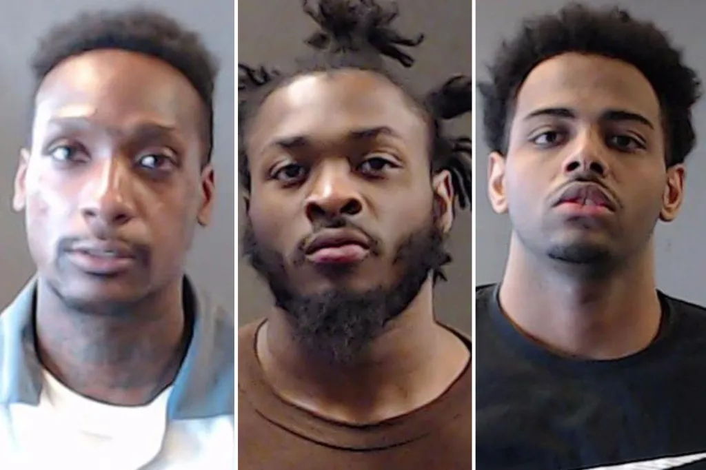Collage of mugshots of three male inmates who escaped a Georgia jail.