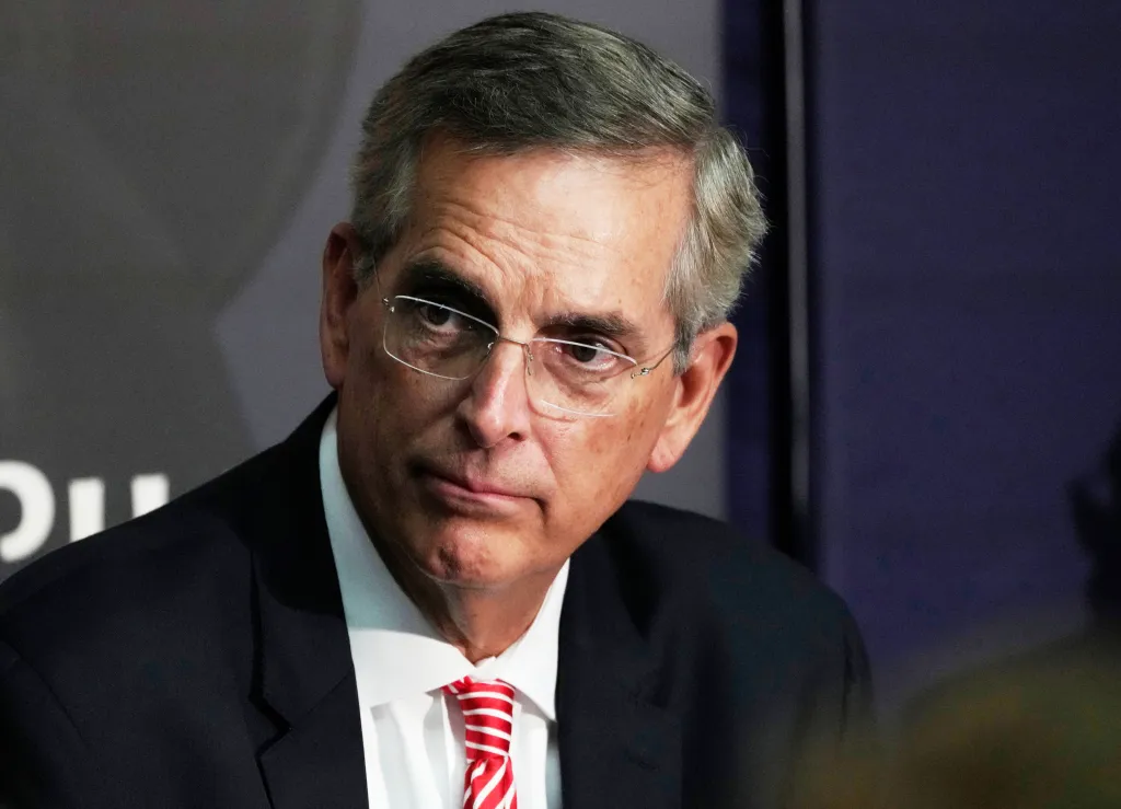 Georgia Sec. of State Brad Raffensperger at an election forum in Ann Arbor, Michigan, on Sept. 19, 2024.