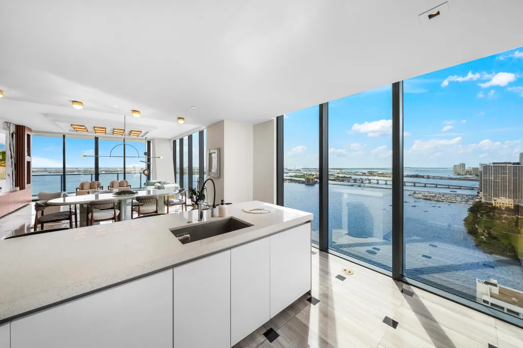 A kitchen detail shows off the views