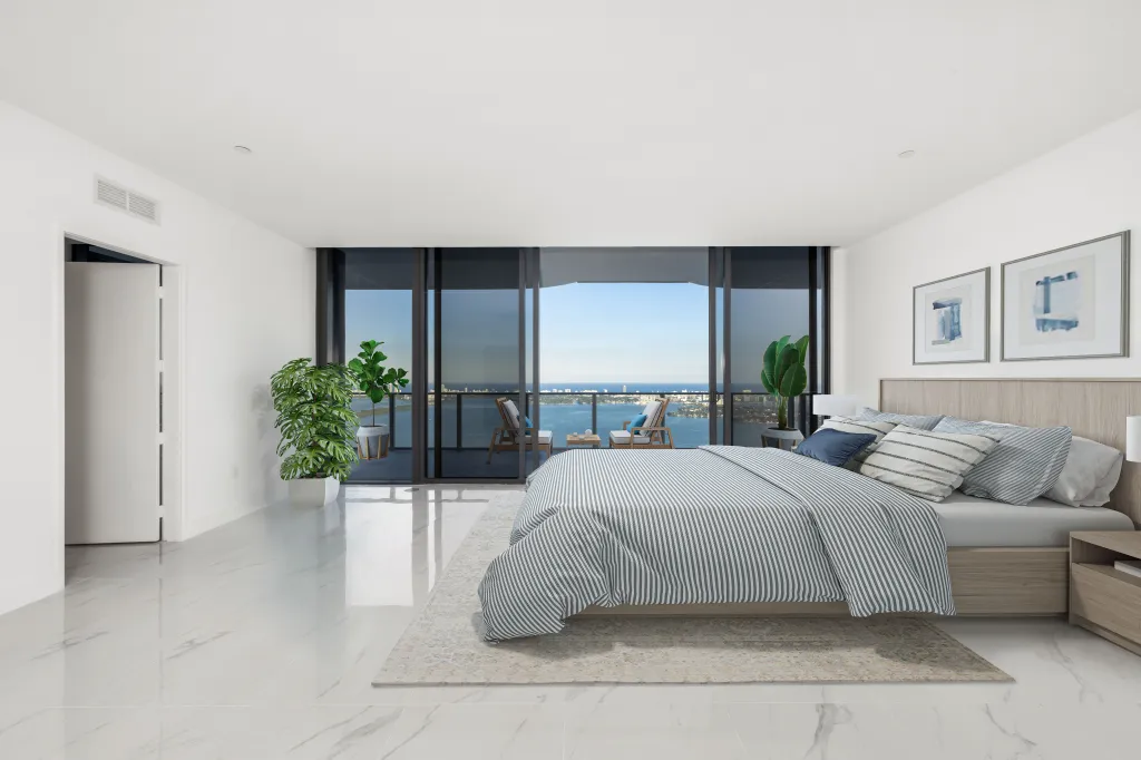 One of the bedrooms -- and its serene water view