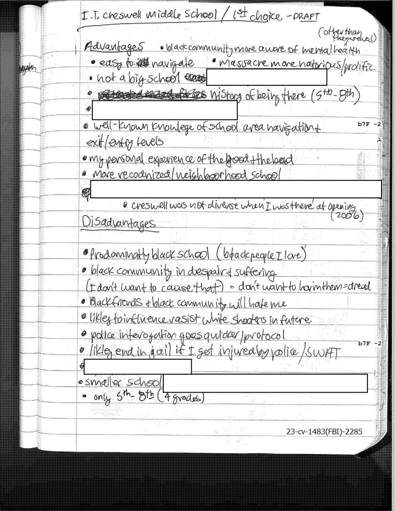 A handwritten draft of 