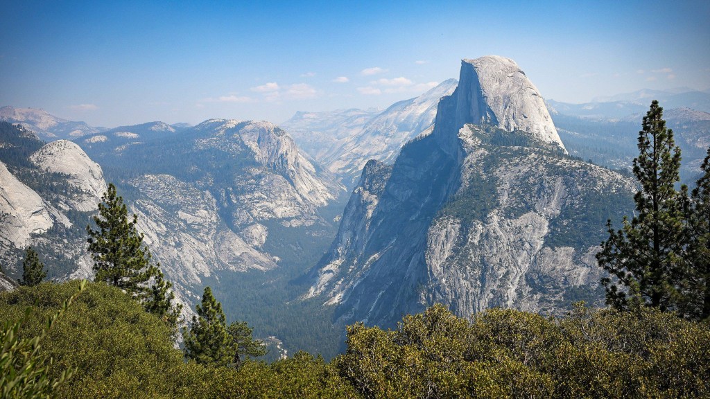 Half Dome and Yosemite Valley as seen from Glacier Point.