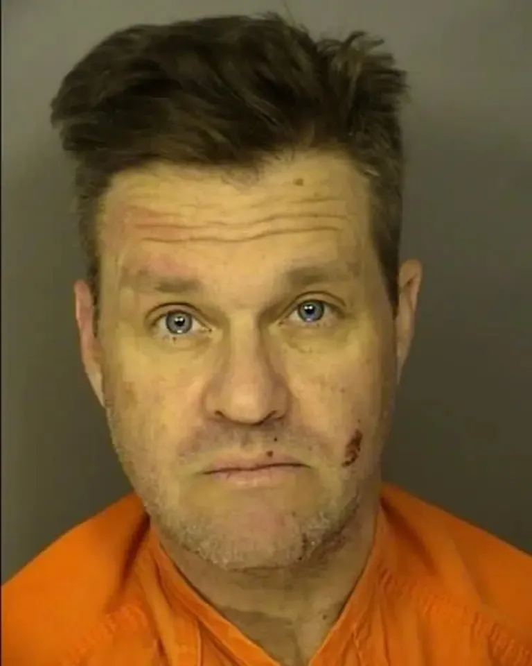 Mugshot of Zachery Ty Bryan with light brown hair, blue eyes, and visible facial injuries.