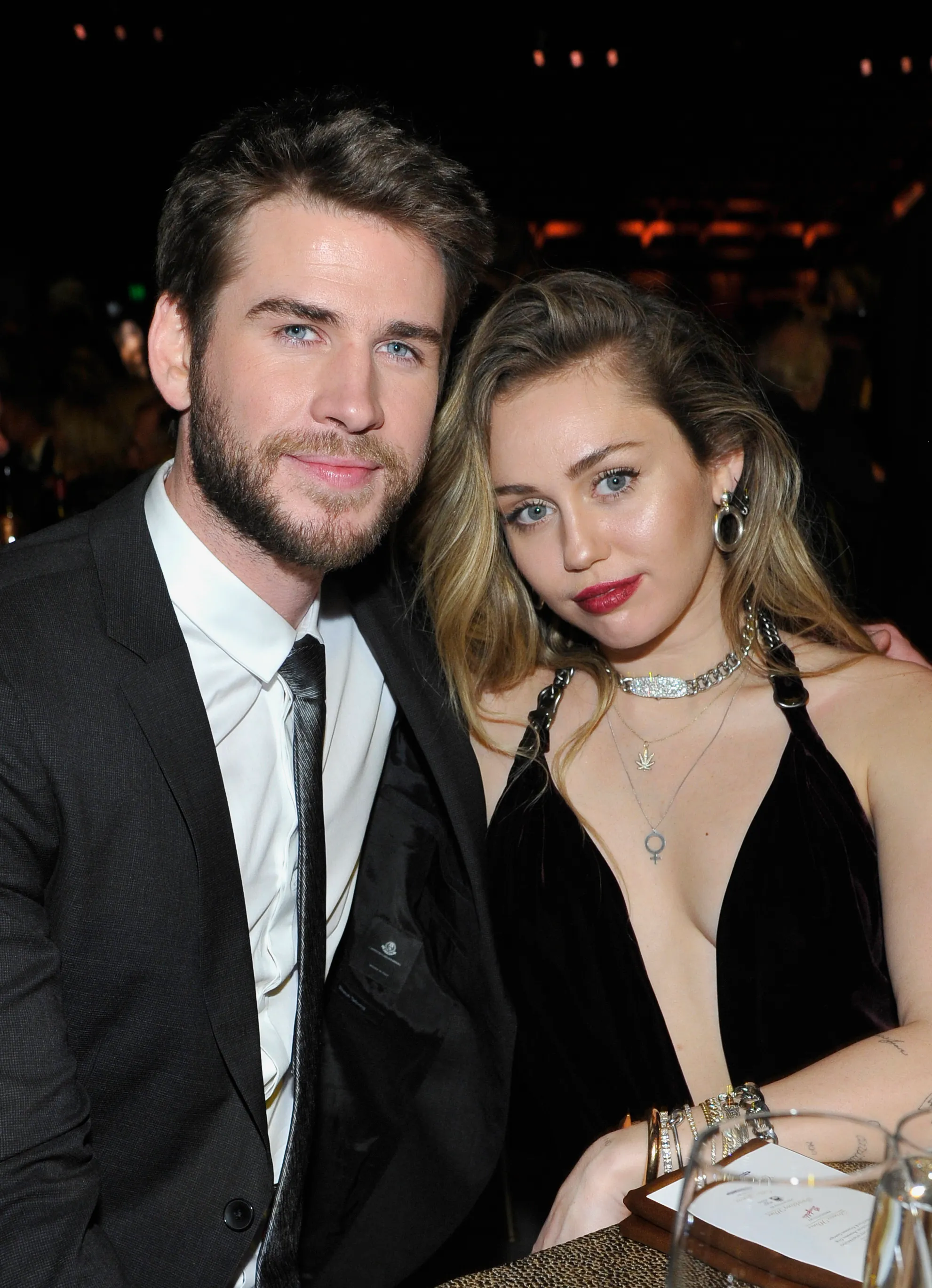 Liam Hemsworth and Miley Cyrus at the 2019 G'Day USA Gala.