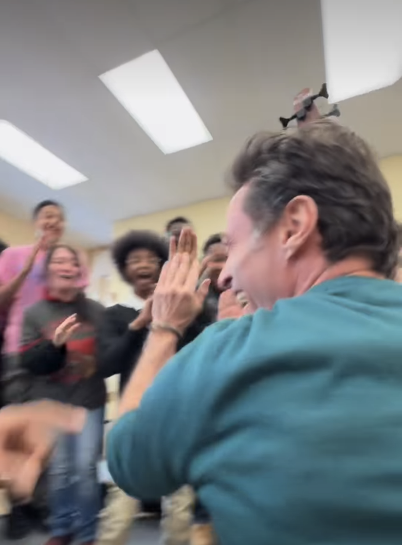 Hugh Jackman visiting a Milwakuee choir class