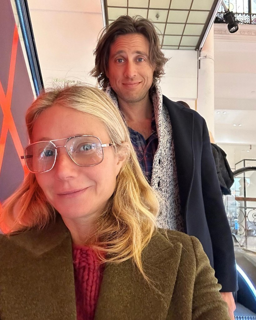 Gwyneth Paltrow and Brad Falchuk smiling in a selfie.