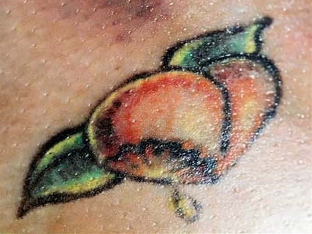 A picture of a peach tattoo found on a Gilgo Beach murder victim.
