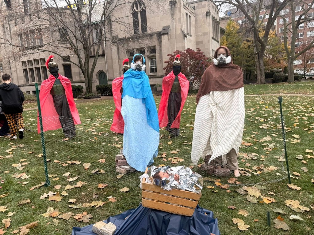 Joseph was also wearing a mask as soldiers surrounded the family.