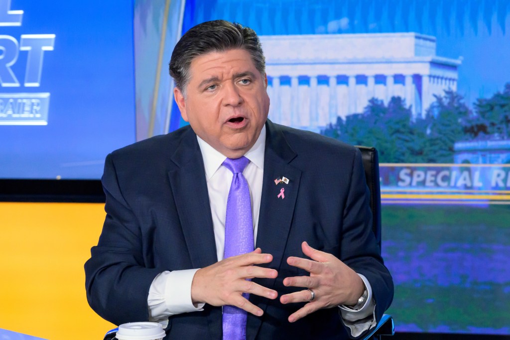 Illinois Gov. JB Pritzker speaks on FOX News in Washington, DC, on Oct. 23, 2025.