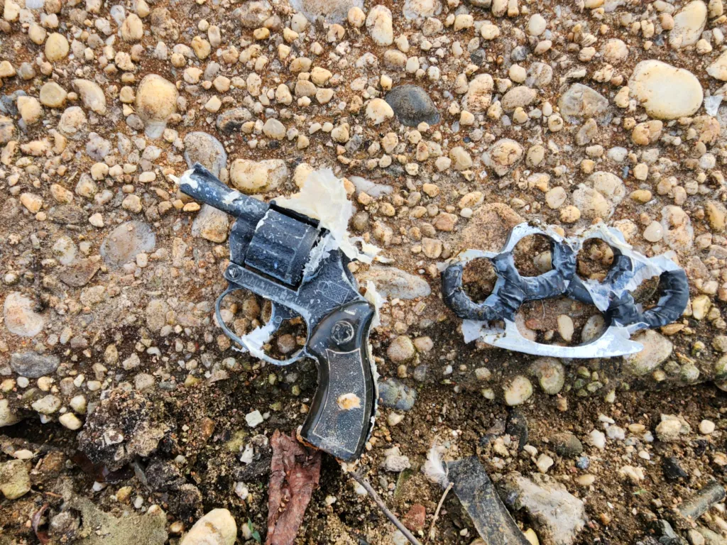 The starter pistol and knuckles.