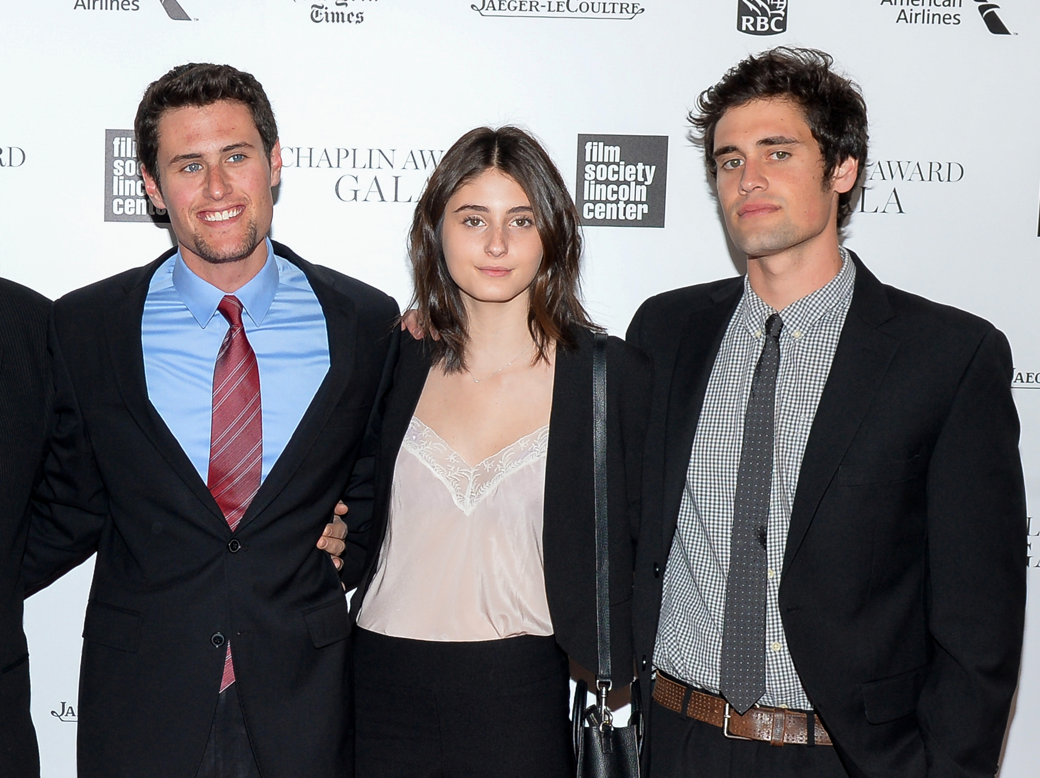 Jake Reiner, Romy Reiner, and Nick Reiner posing at the 41st Annual Chaplin Award Gala.