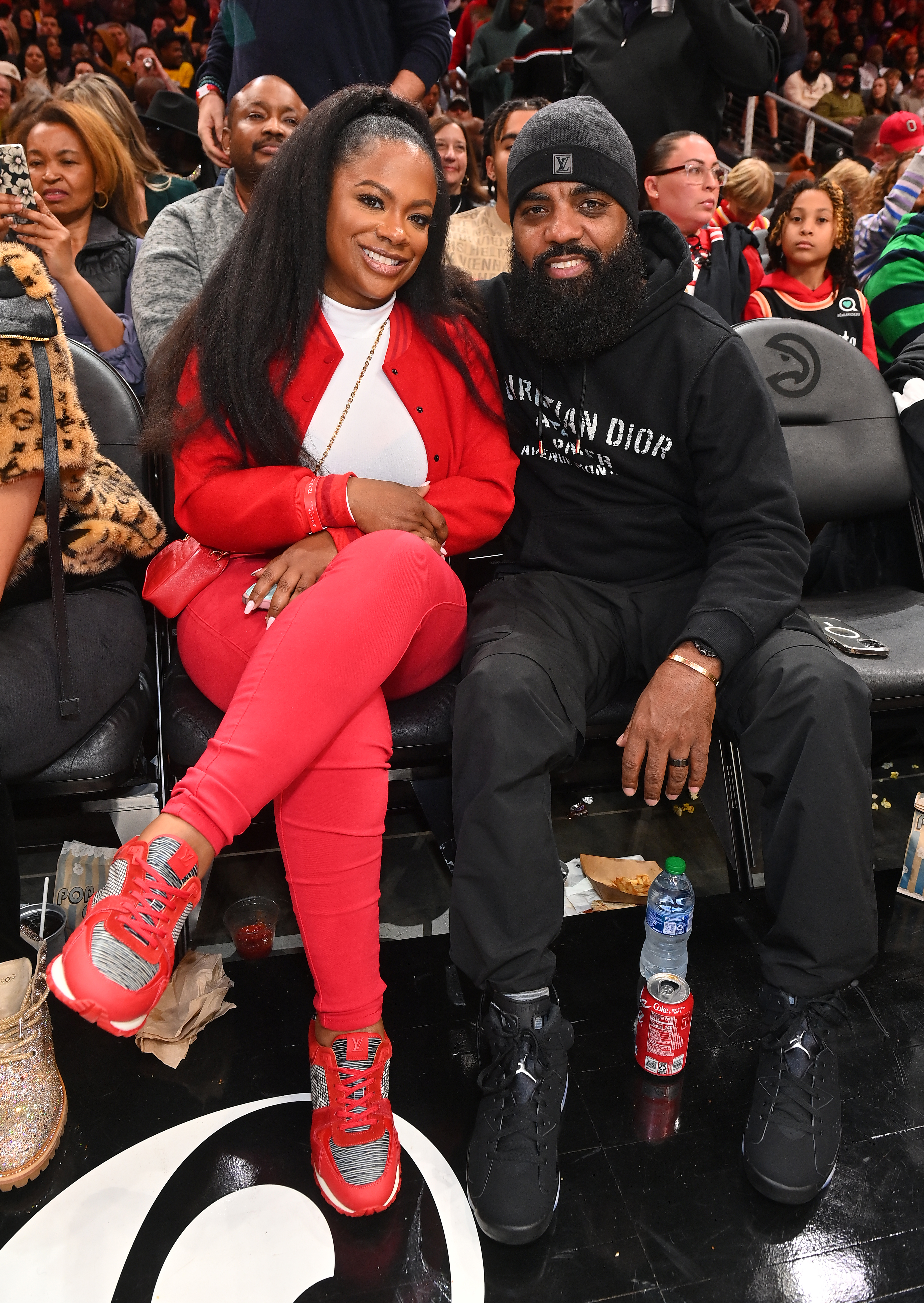 Kandi Burruss and Todd Tucker at the Los Angeles Lakers vs. Atlanta Hawks basketball game.