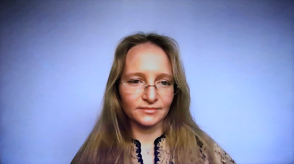 Katerina Tikhonova, daughter of Russian President Vladimir Putin, participating in a session of the St. Petersburg International Economic Forum (SPIEF).