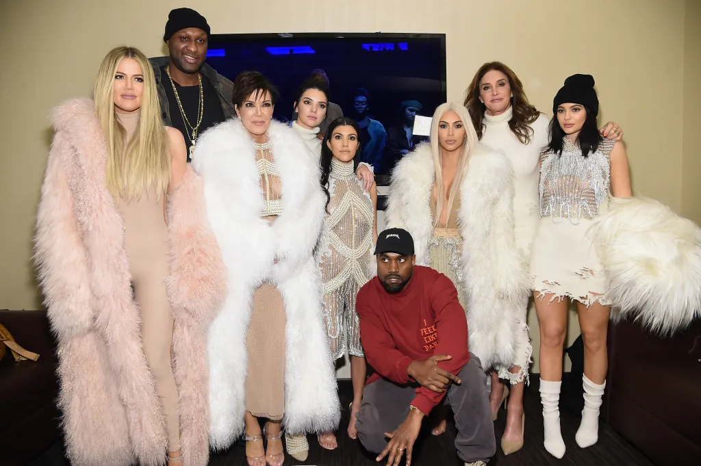 Khloe Kardashian, Lamar Odom, Kris Jenner, Kendall Jenner, Kourtney Kardashian, Kanye West, Kim Kardashian, Caitlyn Jenner and Kylie Jenner attend Kanye West Yeezy Season 3.