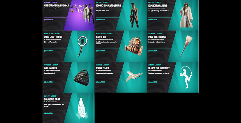Kim Kardashian Fortnite Bundle Items