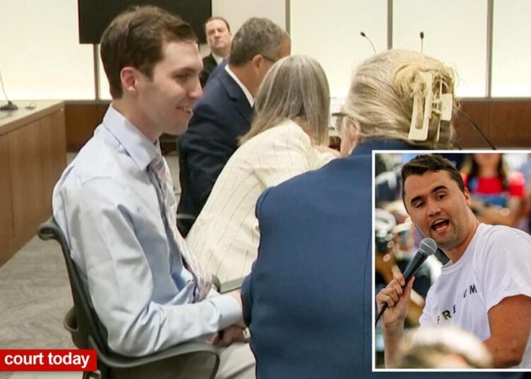 Tyler Robinson, accused in Charlie Kirk killing, looks calm, chuckles with lawyers during first in-person court appearance, with family in tow