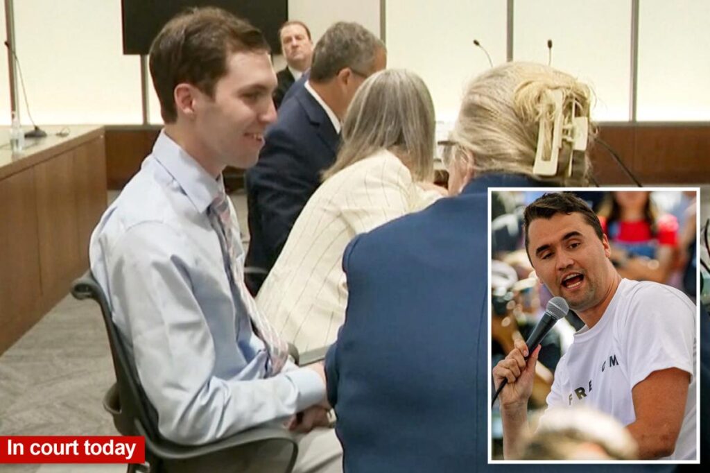 Tyler Robinson, accused in Charlie Kirk killing, looks calm, chuckles with lawyers during first in-person court appearance, with family in tow