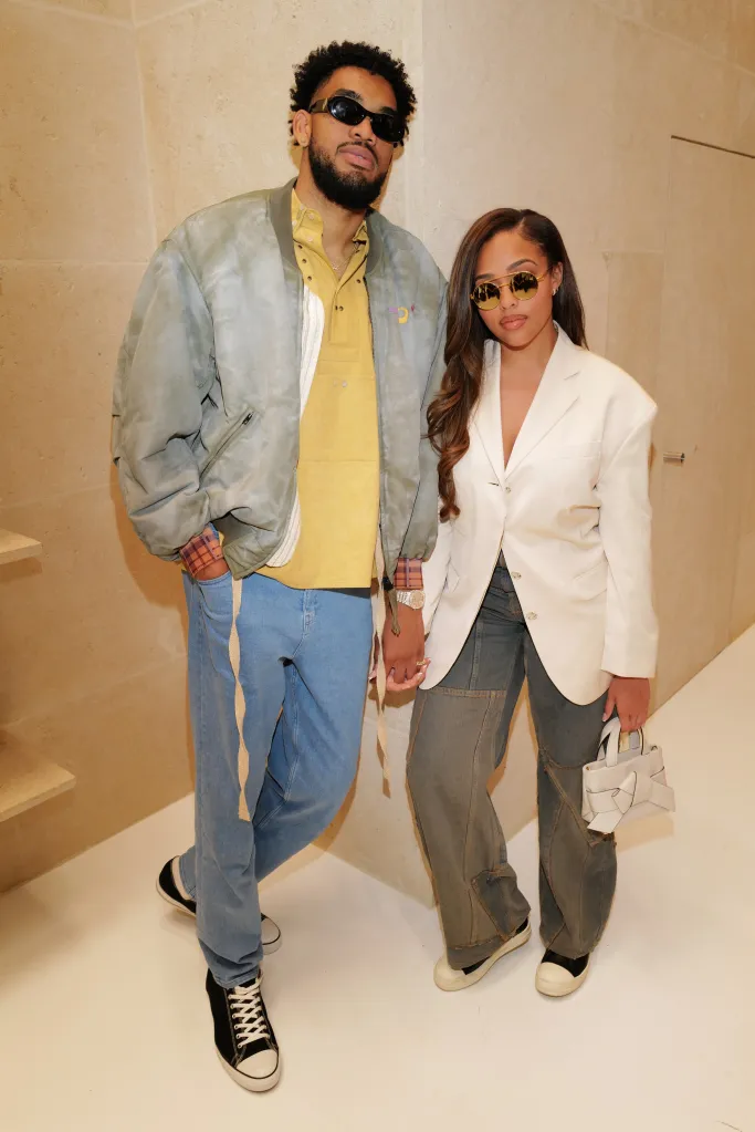 Karl-Anthony Towns and Jordyn Woods at the Acne Studios store opening.