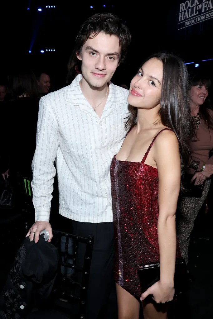 Louis Partridge and Olivia Rodrigo at the 2025 Rock & Roll Hall of Fame Induction Ceremony.