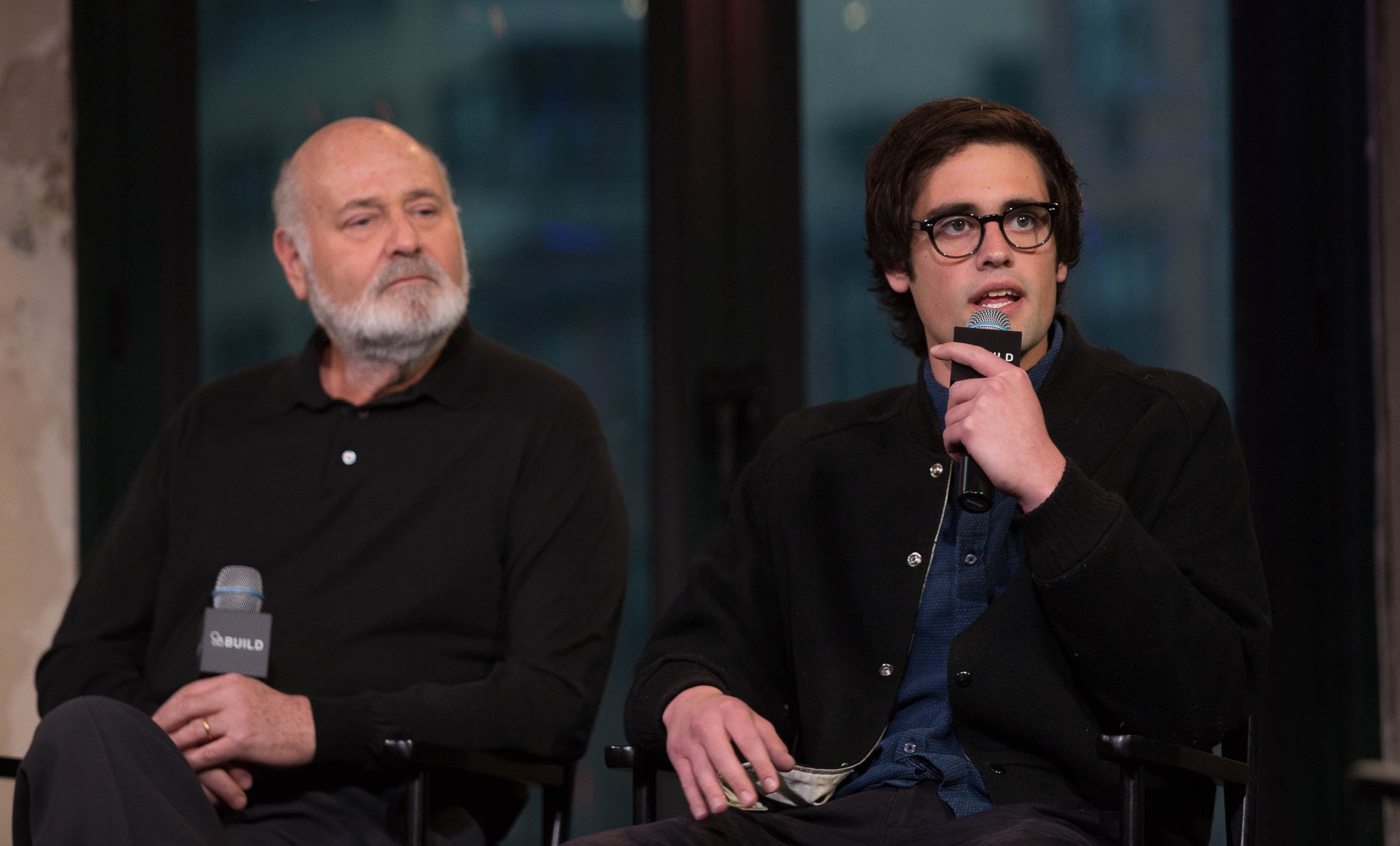 Rob Reiner and Nick Reiner during an interview at AOL Studios in New York.