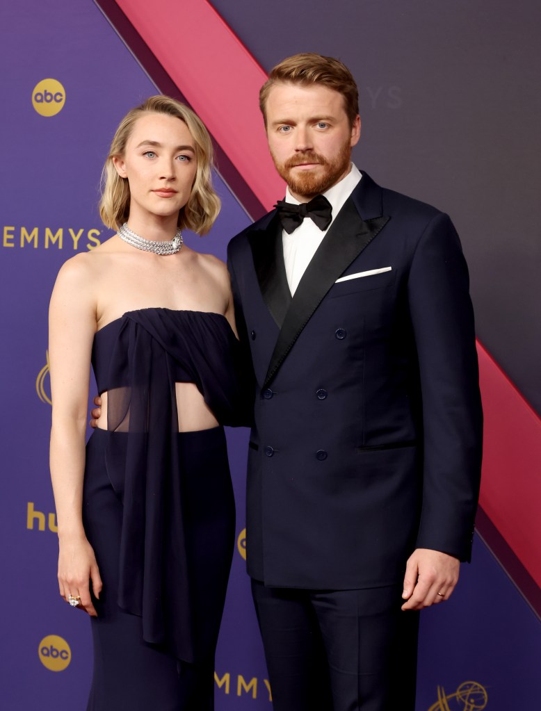 Saoirse Ronan and Jack Lowden at the 76th Primetime Emmy Awards.