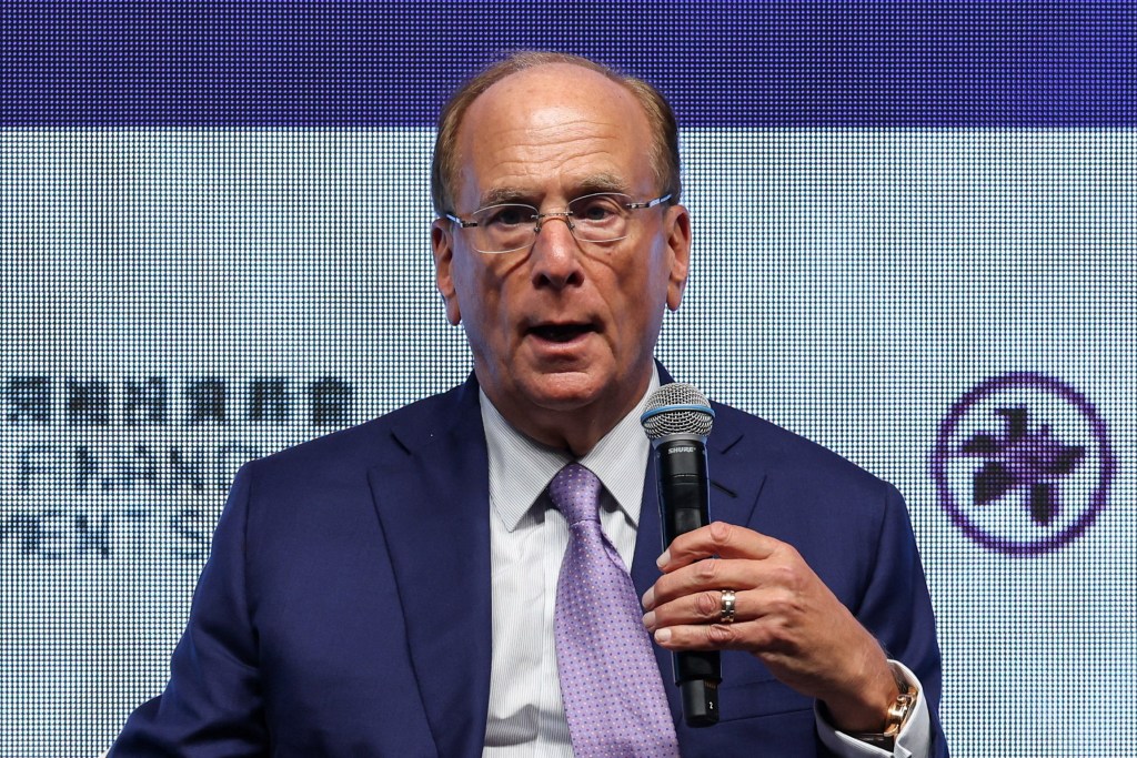 Larry Fink speaking at the Global Financial Leaders' Investment Summit.