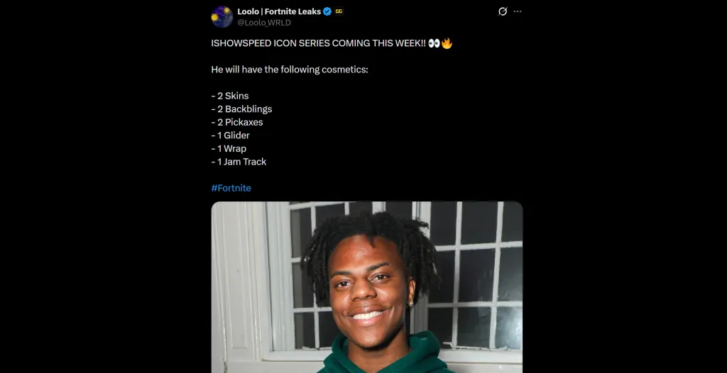 Leaked IShowSpeed Fortnite Cosmetic Items