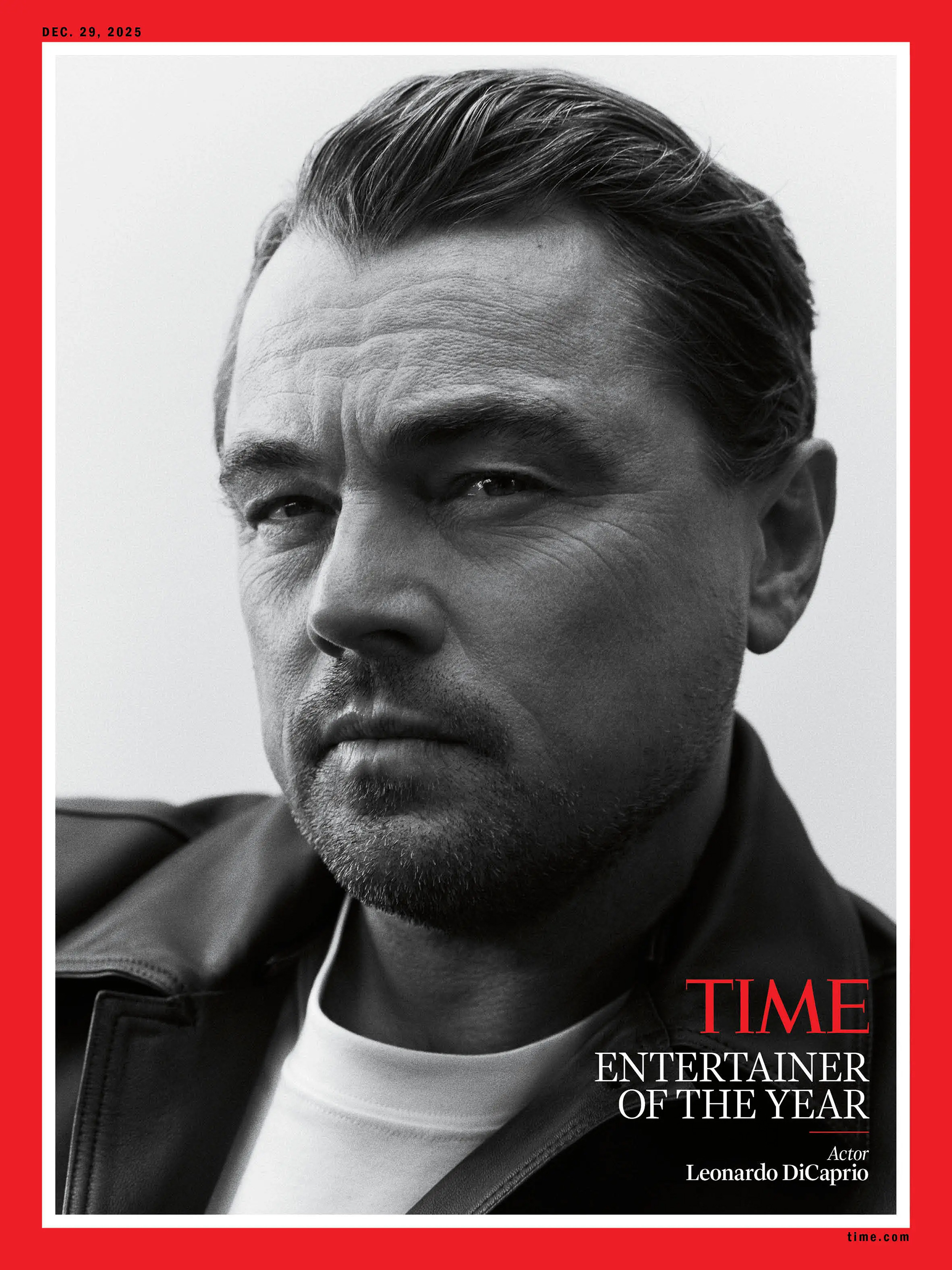 Leonardo DiCaprio on the cover of Time magazine for Entertainer of the Year.