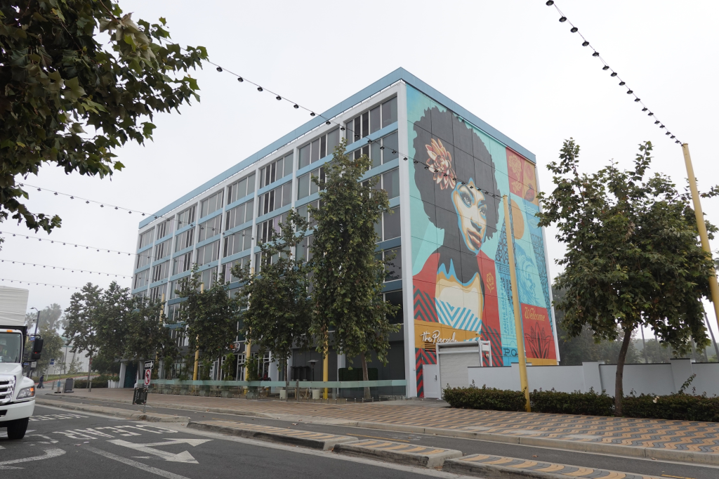 Wide shot of the Pierside Hotel in Downtown Santa Monica.