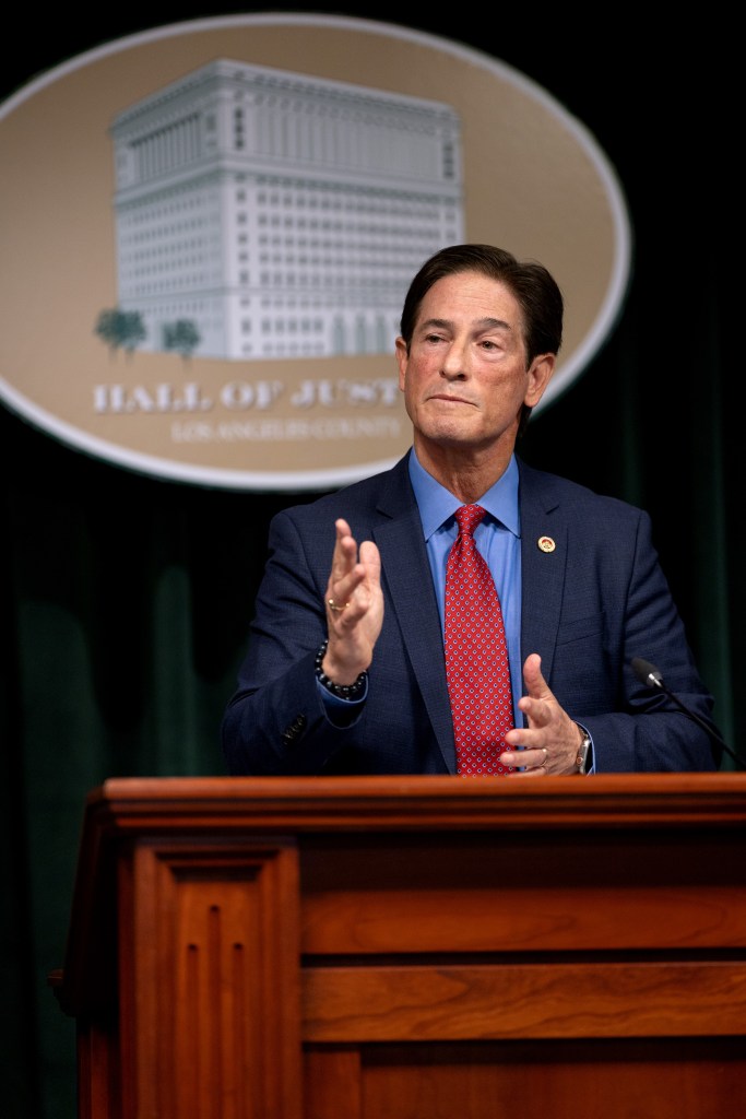 Nathan J. Hochman, Los Angeles County District Attorney, speaks at a press conference.
